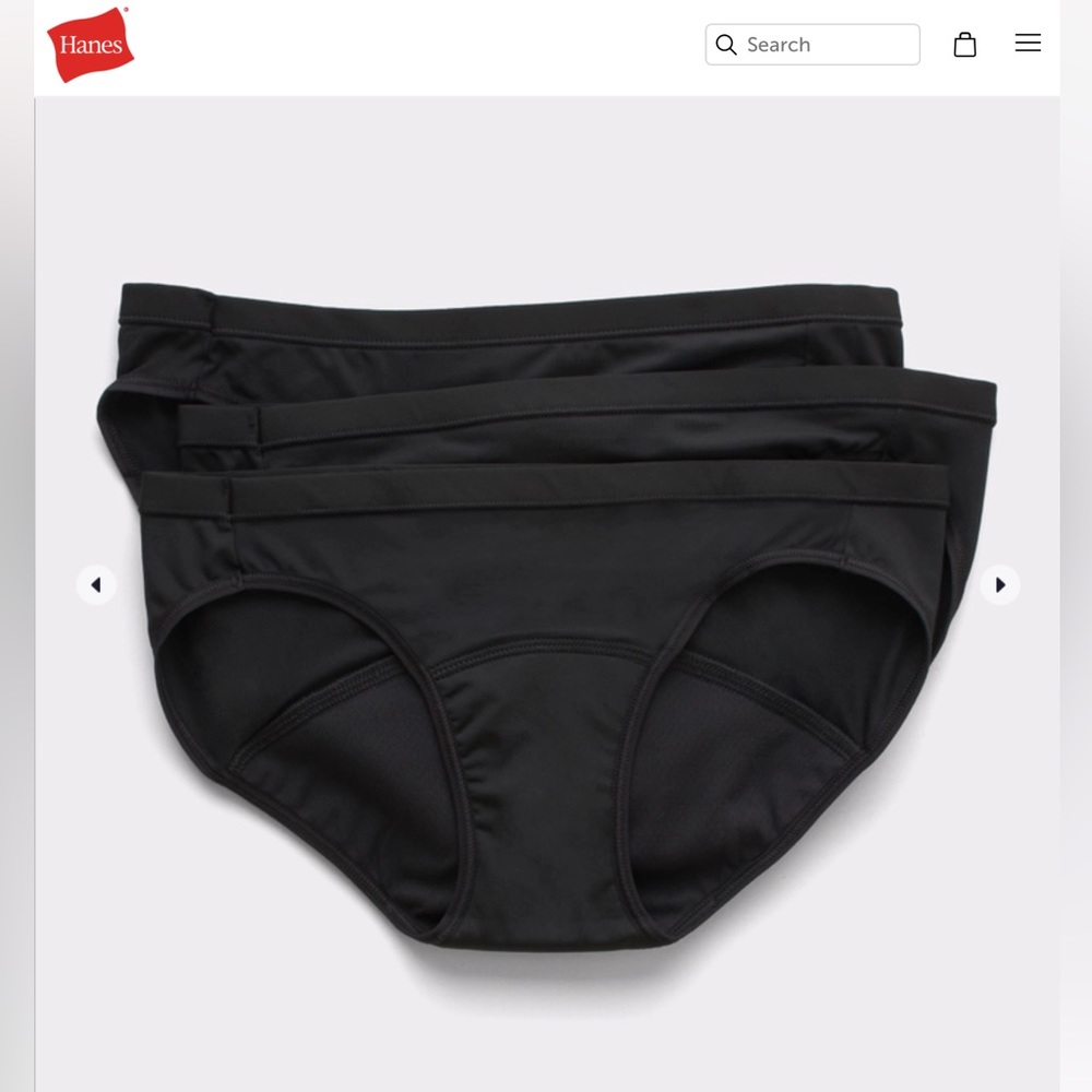 Hanes Ultimate Comfort Period. Discreet Leak Protection Bikini-3 pack